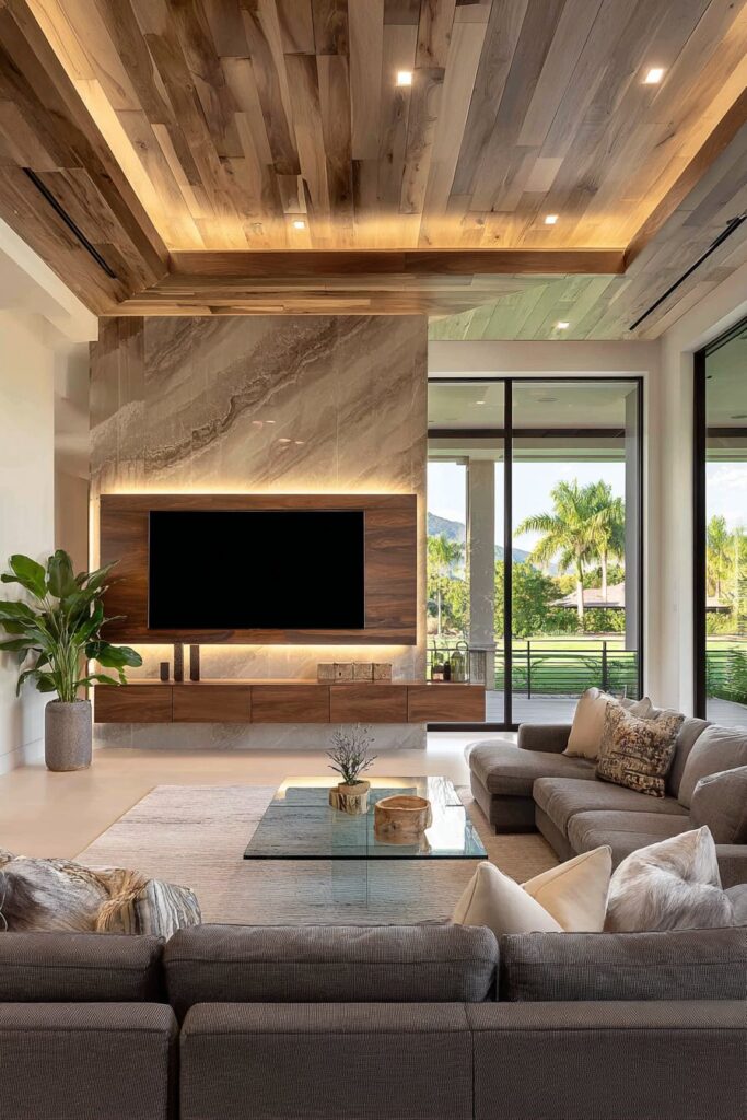 Contemporary Floating Media Wall Design