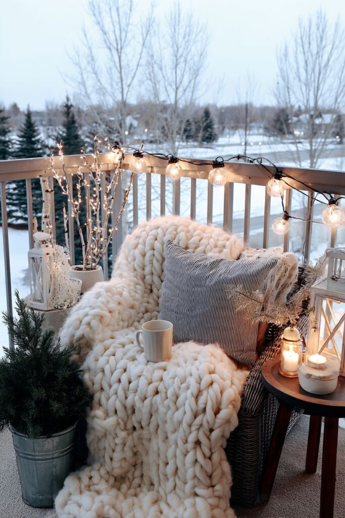 Cozy Corner Seating with Chunky Knit Textures