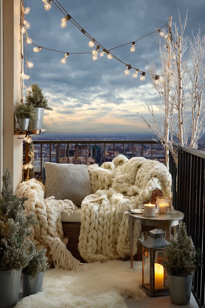 Cozy Corner Seating with Chunky Knit Textures