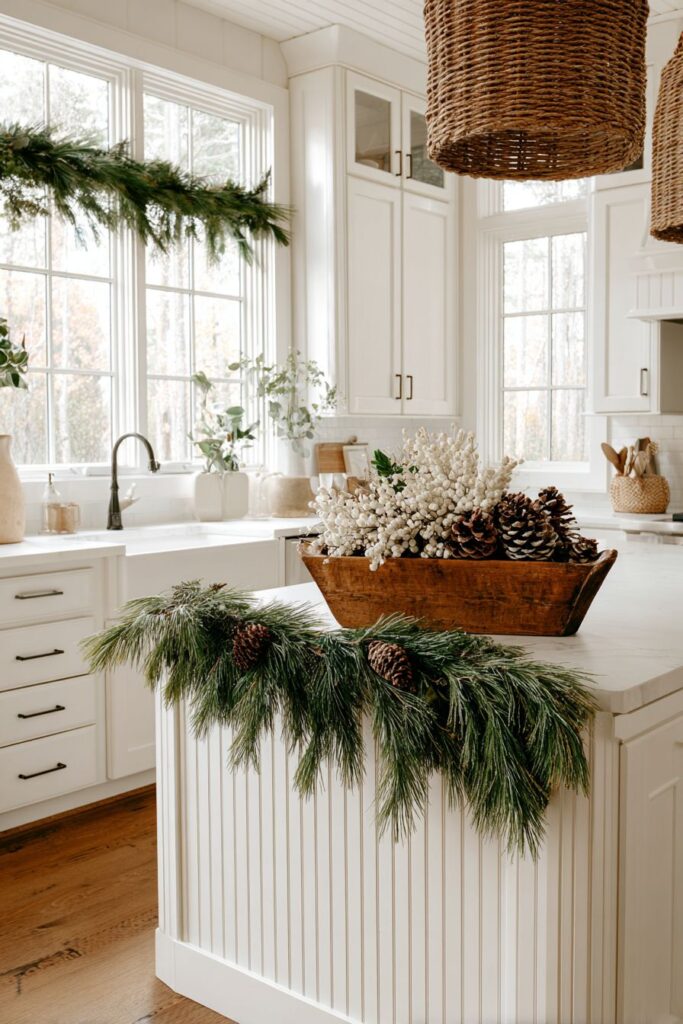 Farmhouse Winter Elegance with Evergreen Charm