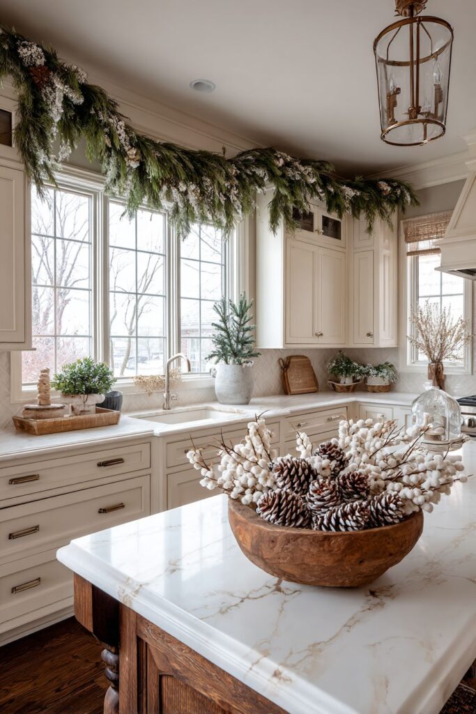 Farmhouse Winter Elegance with Evergreen Charm
