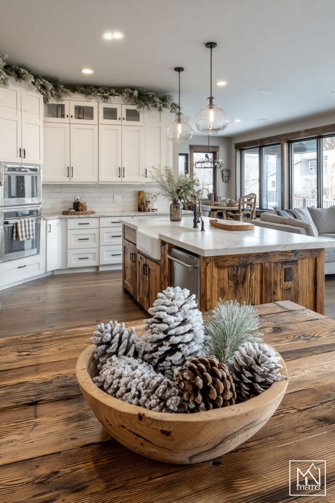 Farmhouse Winter Elegance with Evergreen Charm