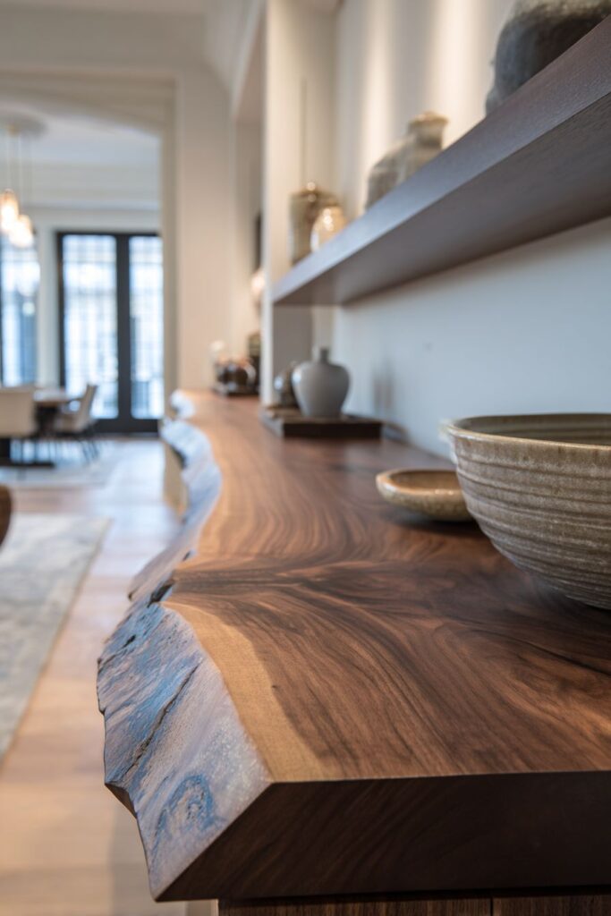 Live-Edge Walnut Buffet with Hairpin Legs