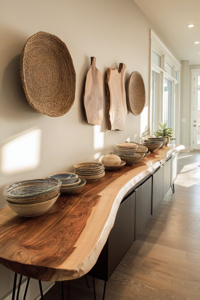 Live-Edge Walnut Buffet with Hairpin Legs