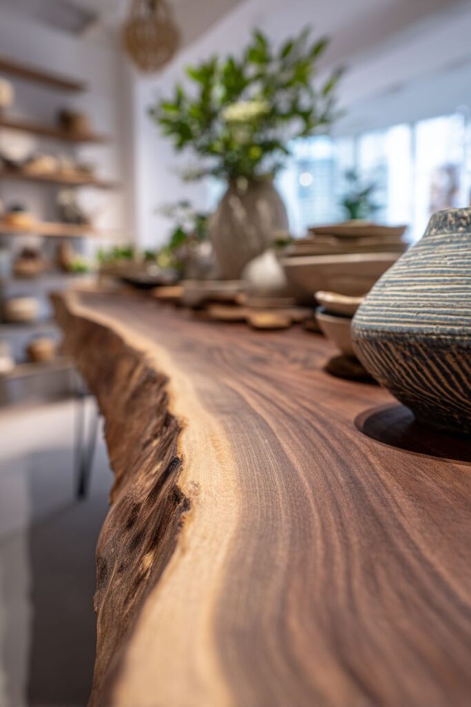 Live-Edge Walnut Buffet with Hairpin Legs