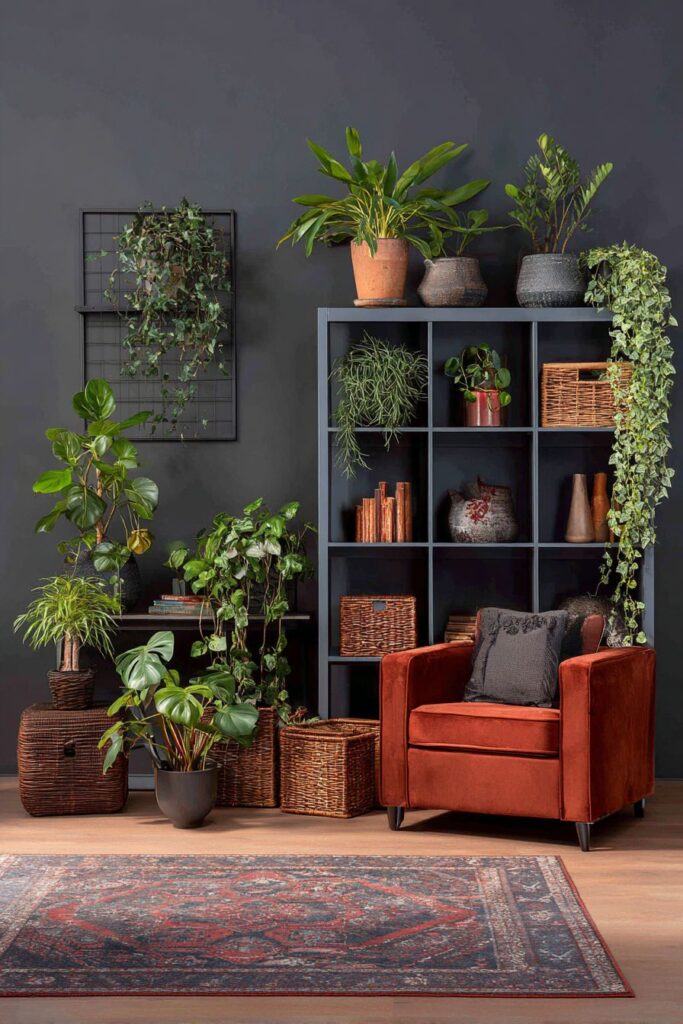 Integrated Corner Workspace with Terracotta Accents