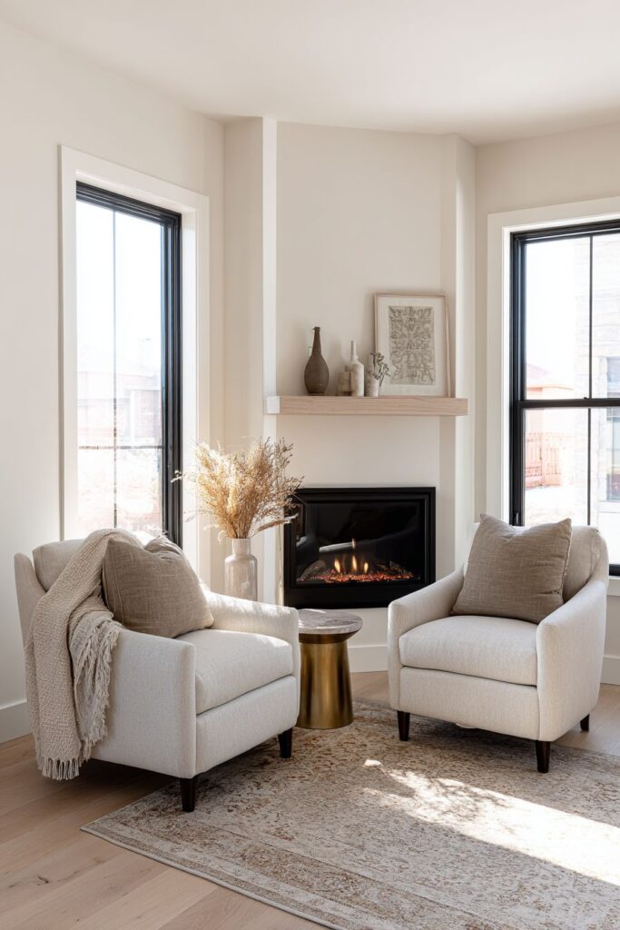 Modern Electric Fireplace as Corner Focal Point