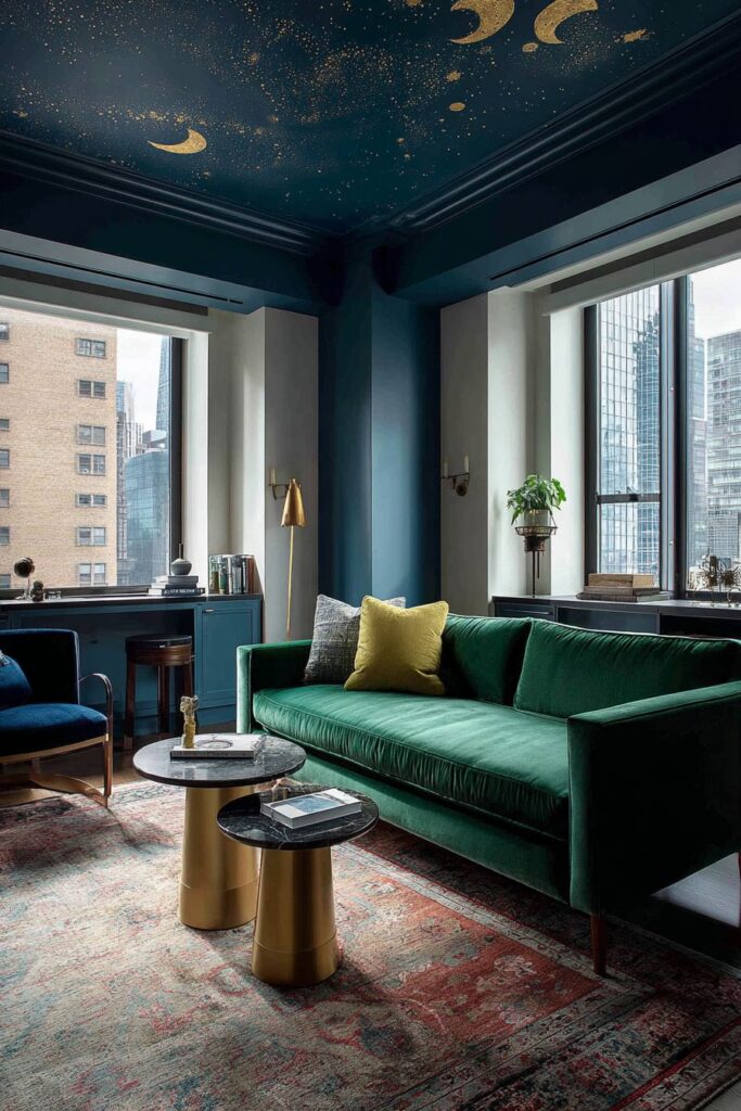 Celestial Dreams with Navy Ceiling and Jewel-Tone Luxury