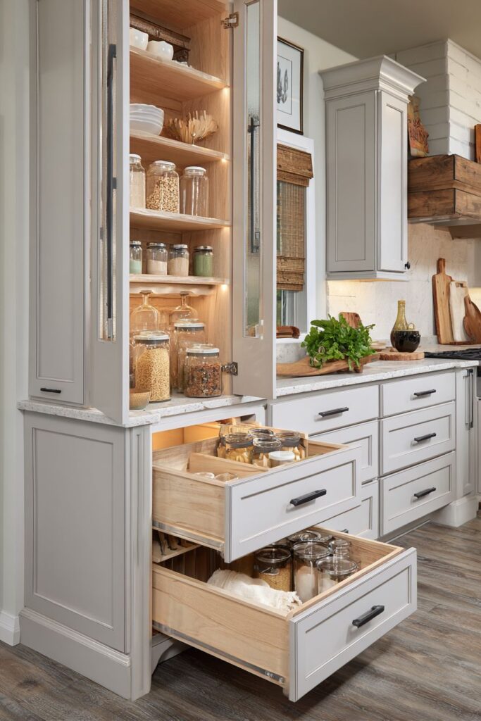 Efficient Galley Kitchen Light Gray Cabinets