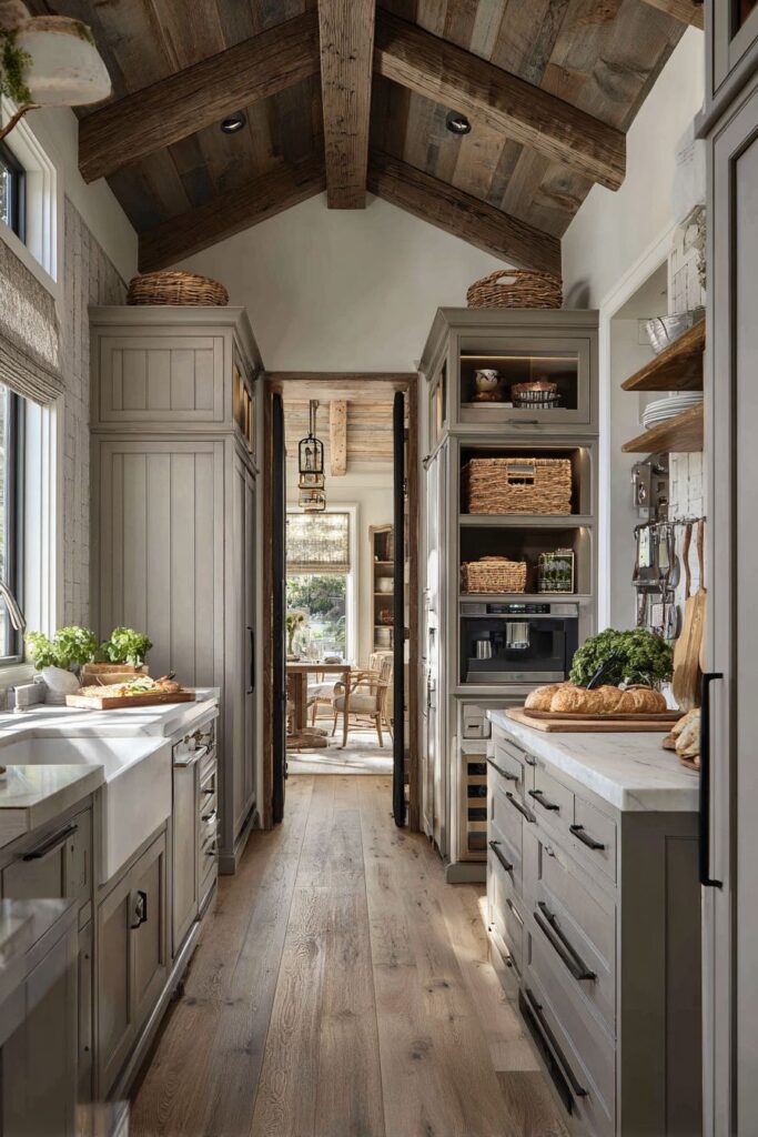 Efficient Galley Kitchen Light Gray Cabinets