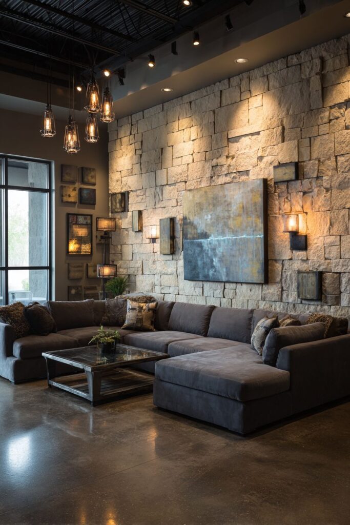 Dramatic Natural Stone Accent Wall