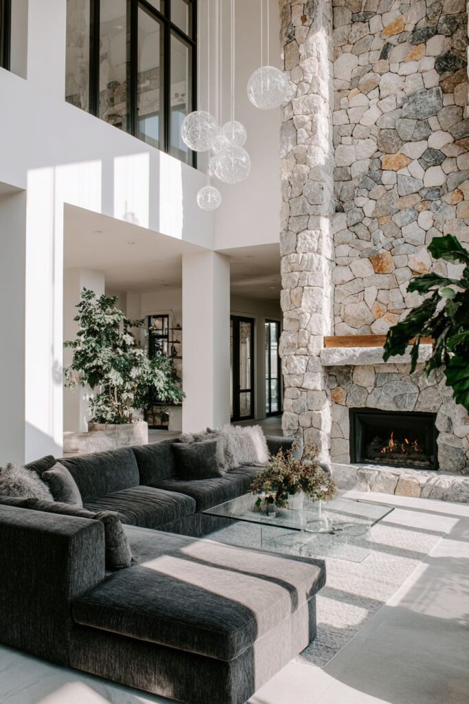 Dramatic Natural Stone Accent Wall