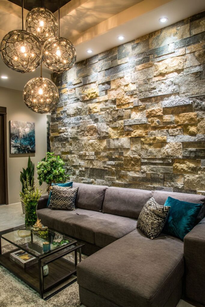 Dramatic Natural Stone Accent Wall