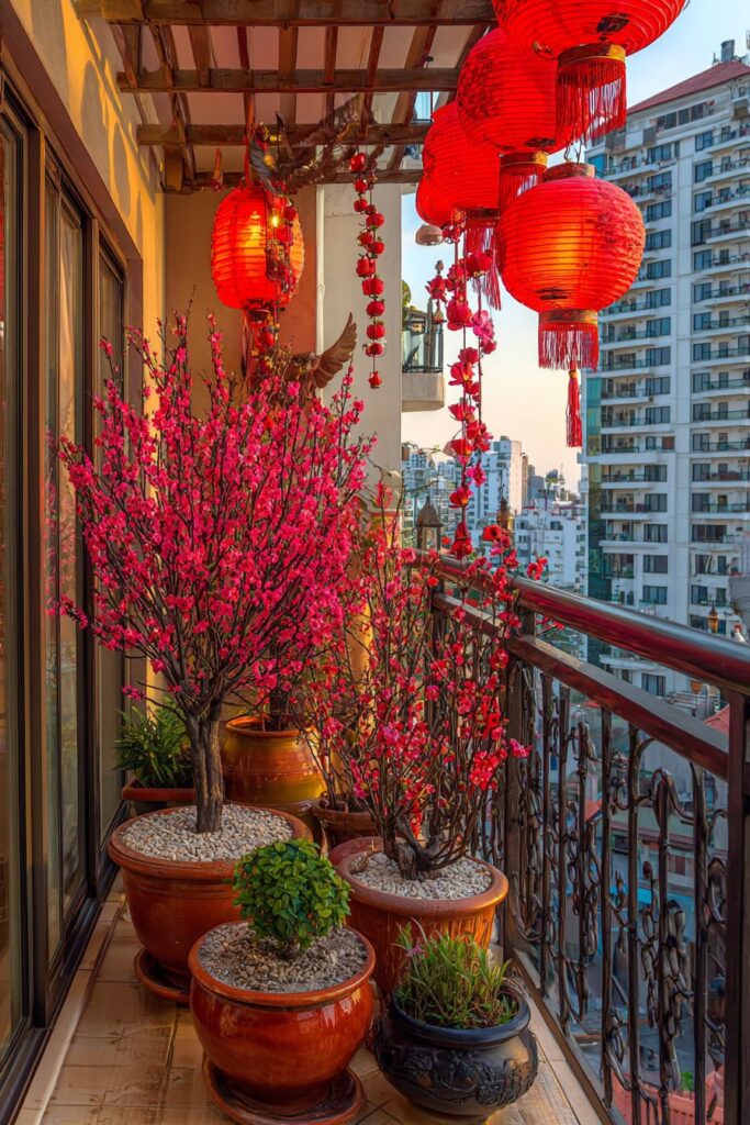 Apartment Balcony Transformed into Festive Outdoor Display