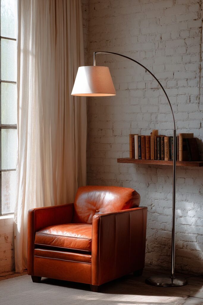 Intimate Reading Corner with Leather and Light