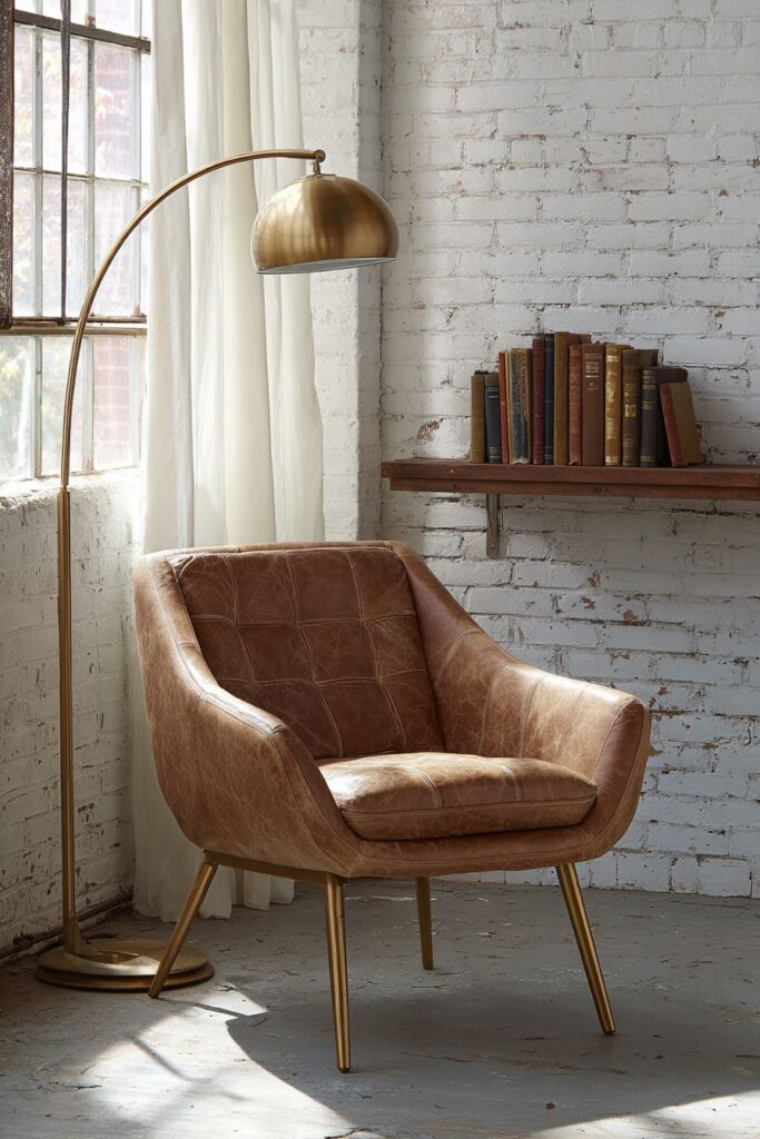 Intimate Reading Corner with Leather and Light