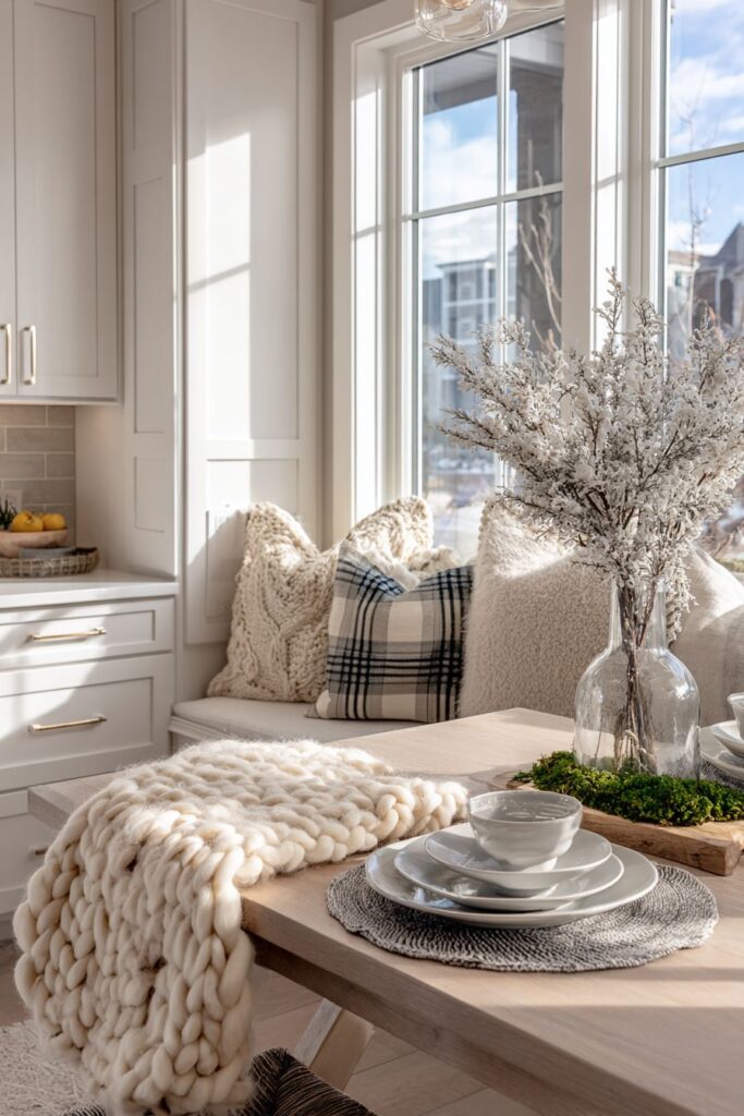 Breakfast Nook Winter Comfort with Layered Textiles