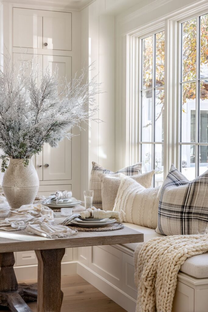 Breakfast Nook Winter Comfort with Layered Textiles