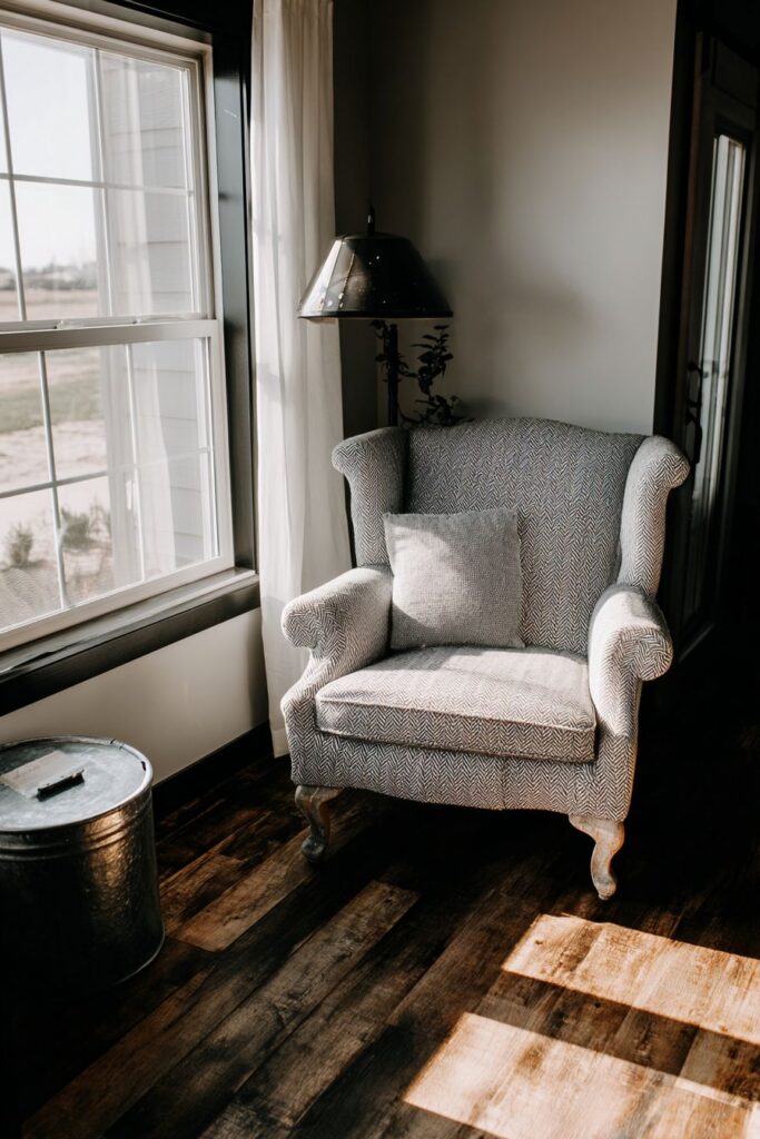 Modern Farmhouse: Charcoal Wingback Elegance