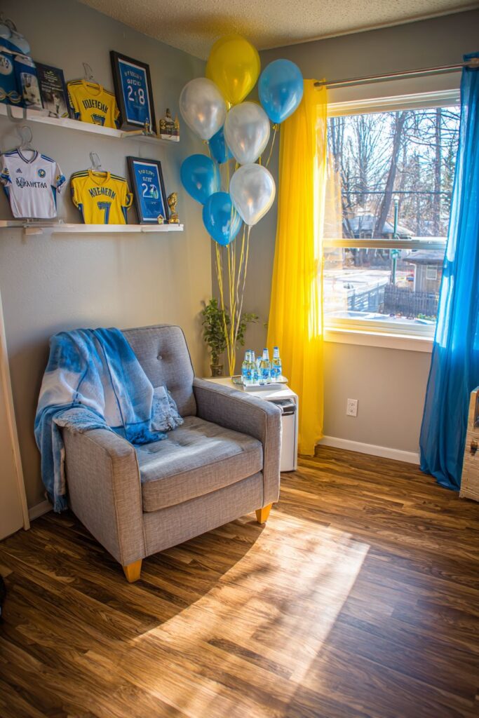 Sporty Corner with Trophy Display