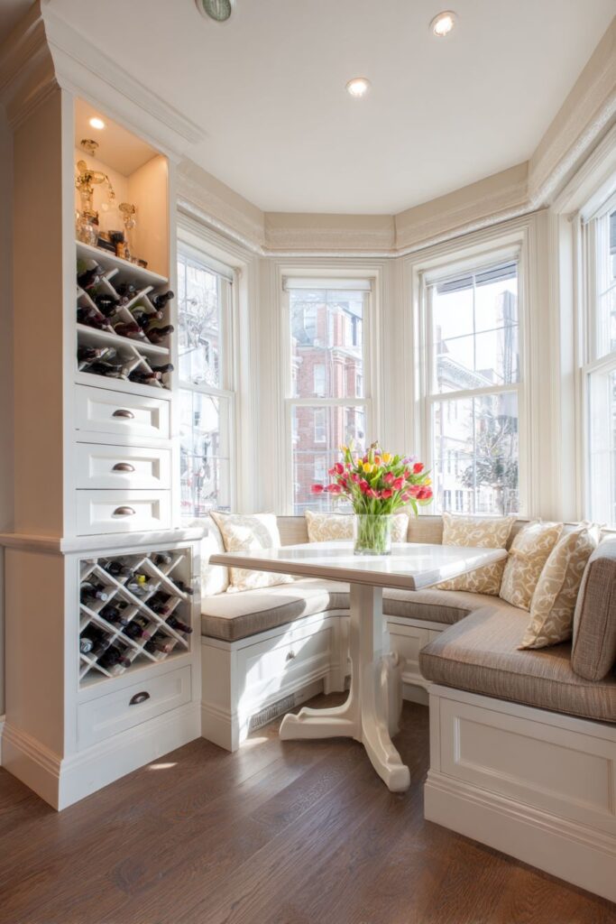 Space-Saving Corner Buffet with Triangular Design