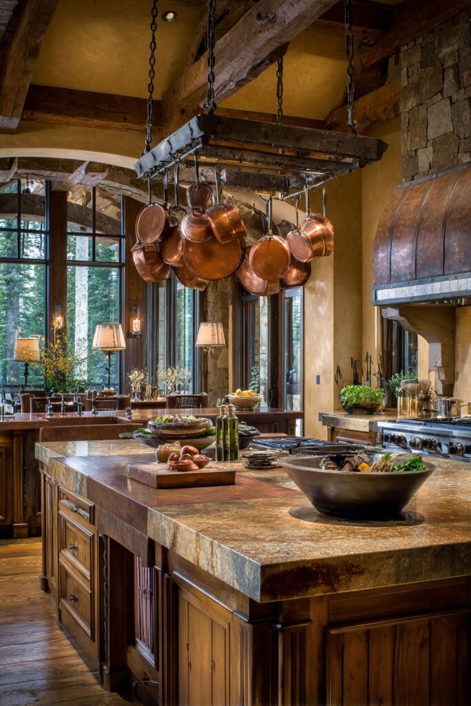 Copper Cookware as Functional Art Display