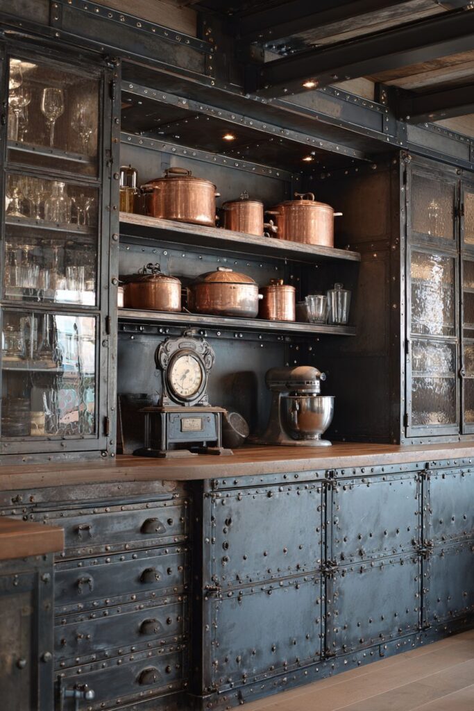 Weathered Steel Cabinets with Natural Patina