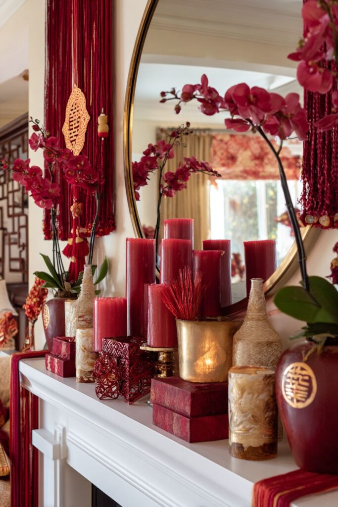 Formal Living Room with Elaborate Mantel Display