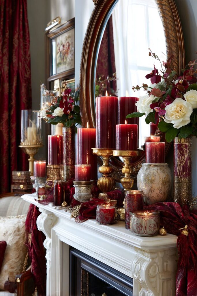 Formal Living Room with Elaborate Mantel Display