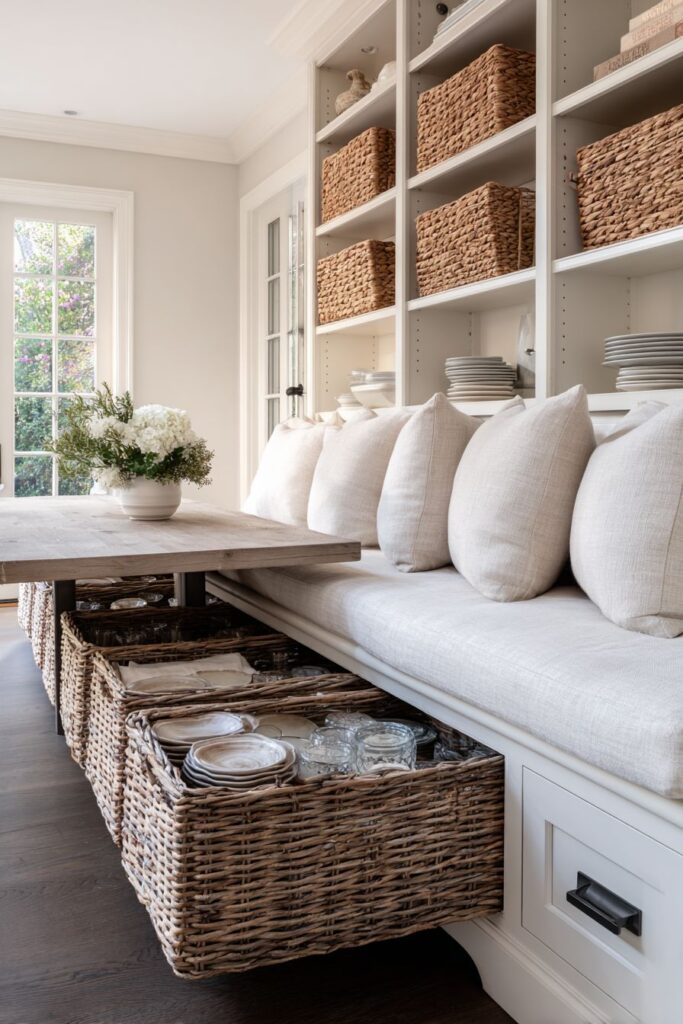 Built-In Banquette Storage Solution