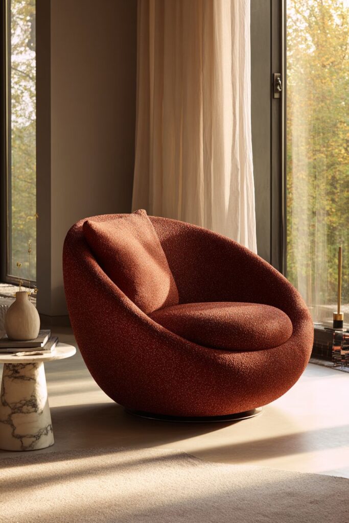 Sculptural Statement: Terracotta Bouclé Beauty