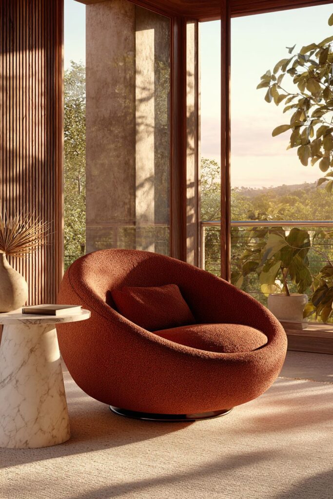 Sculptural Statement: Terracotta Bouclé Beauty