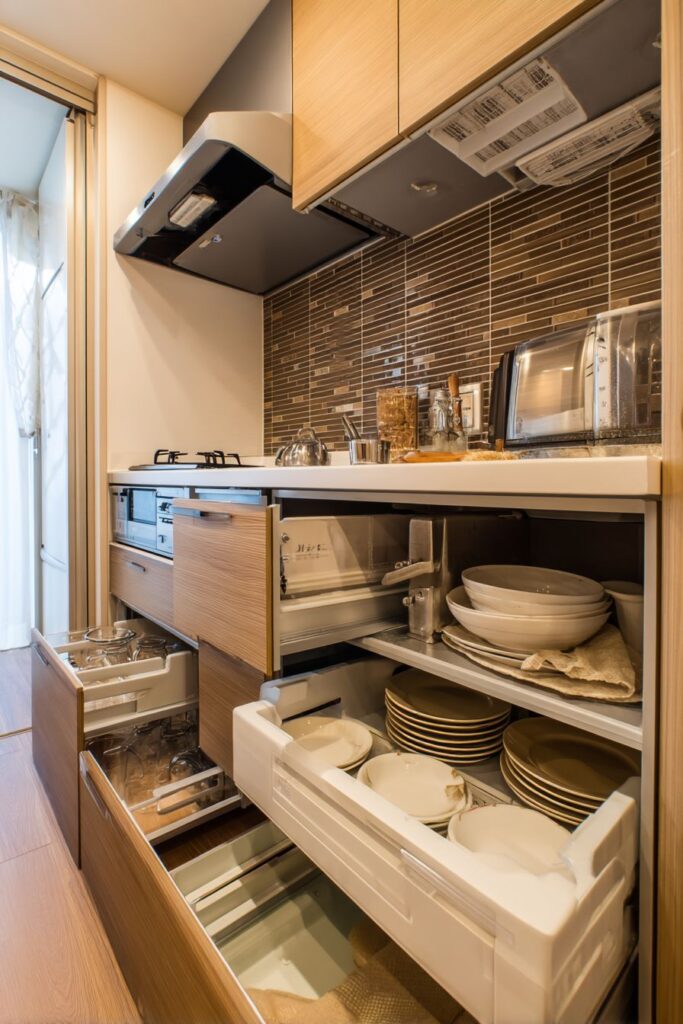 Compact Galley Design with Floor-to-Ceiling Storage