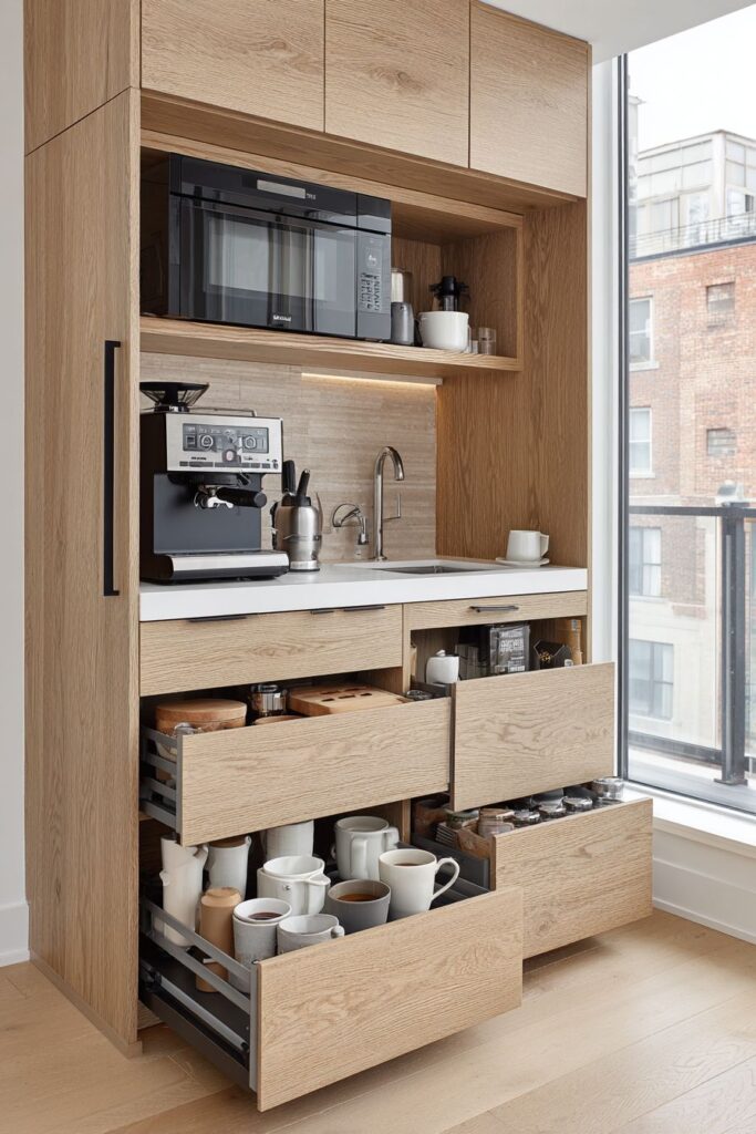 Compact Galley Design with Floor-to-Ceiling Storage