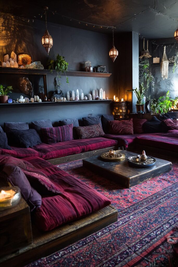 Japanese-Inspired Platform Seating with Persian Rug