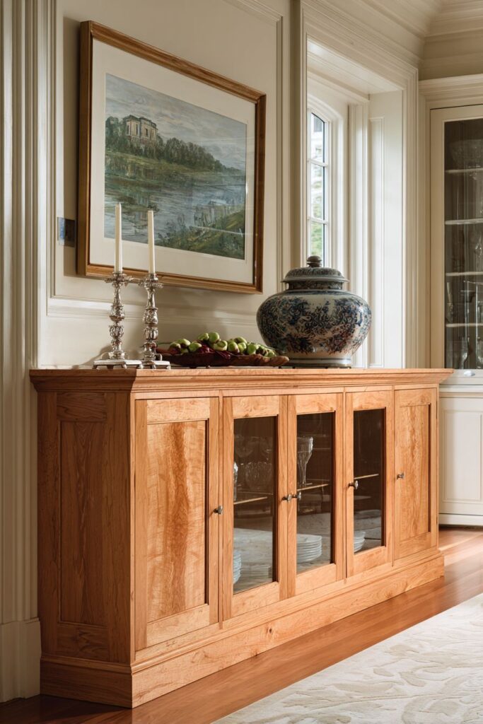 Transitional Cherry Wood Console with Timeless Shaker Craftsmanship