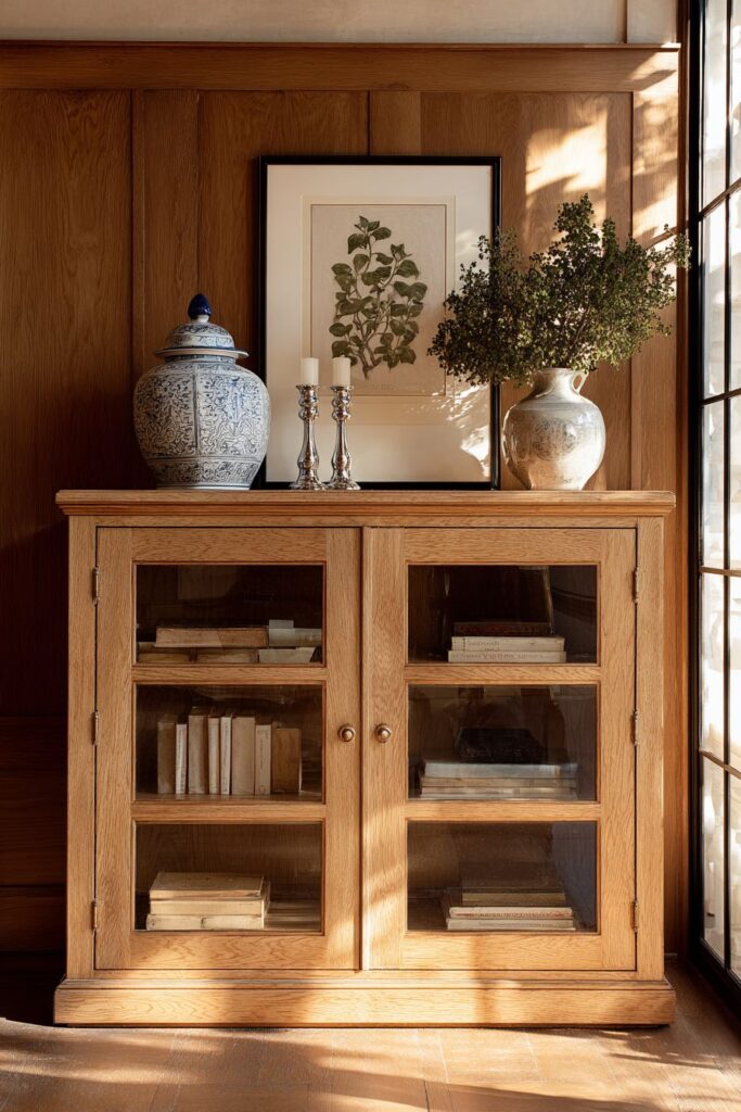 Transitional Cherry Wood Console with Timeless Shaker Craftsmanship