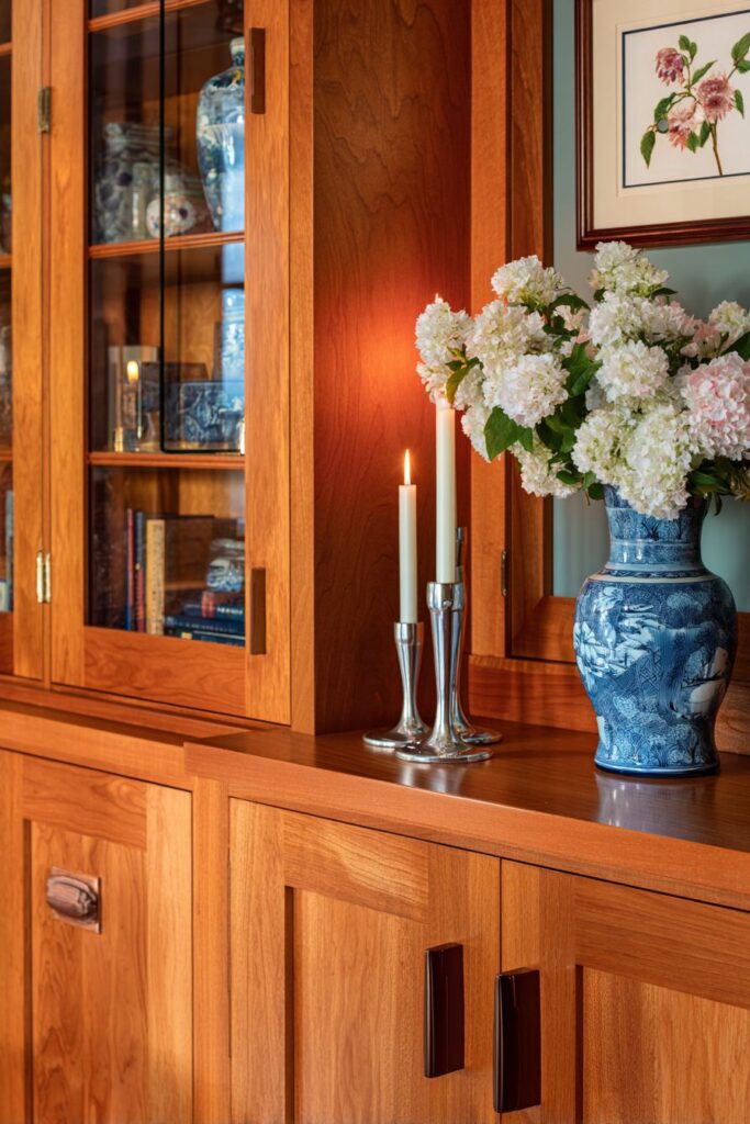 Transitional Cherry Wood Console with Timeless Shaker Craftsmanship
