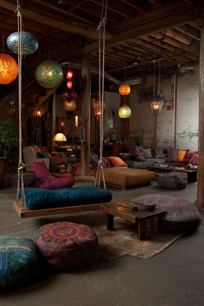 Globally-Inspired Swing Seat with Bohemian Layering