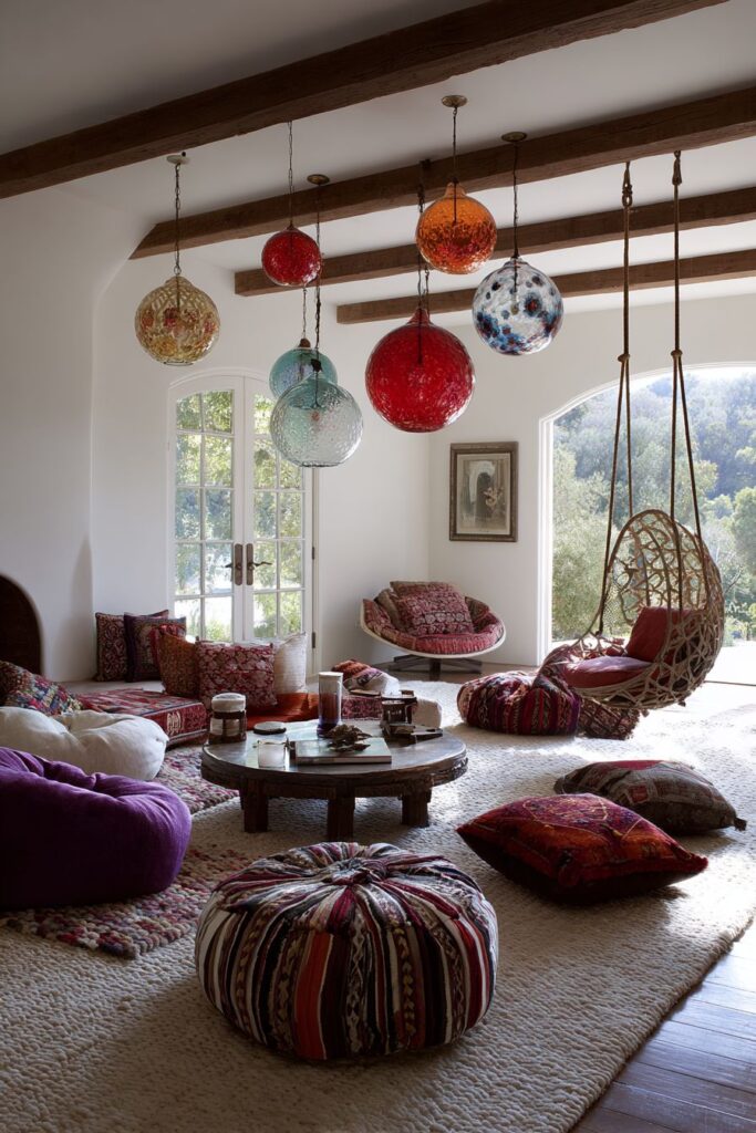Globally-Inspired Swing Seat with Bohemian Layering