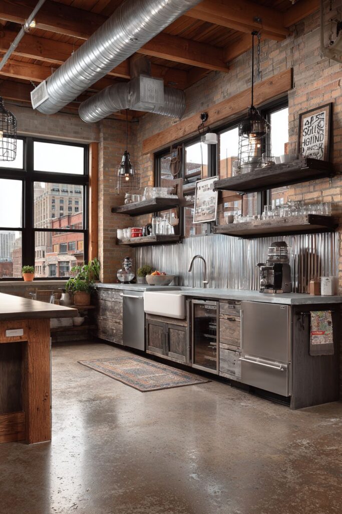 Corrugated Metal Backsplash with Fastener Details