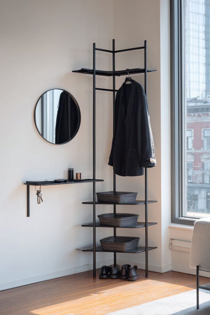 Functional Entryway Station in Living Room Corner