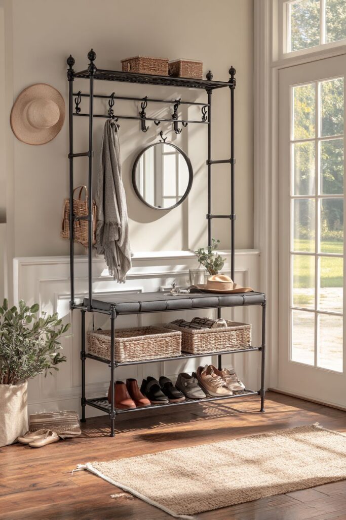 Functional Entryway Station in Living Room Corner