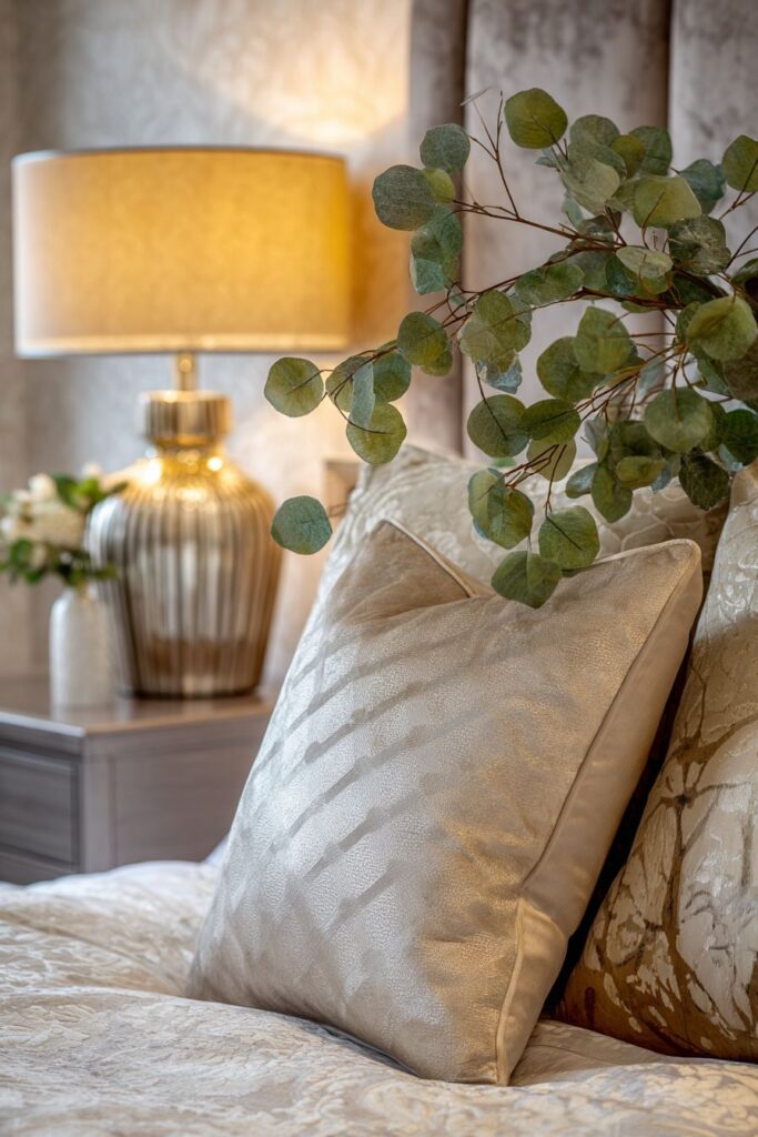 Luxurious Eucalyptus and Velvet Bedroom