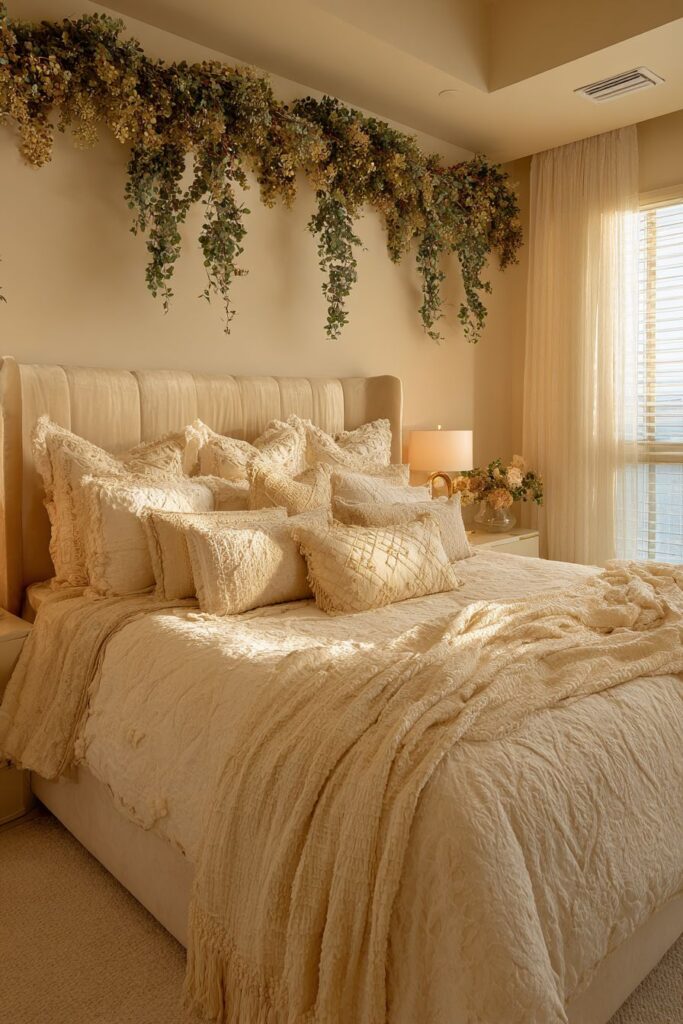 Luxurious Eucalyptus and Velvet Bedroom