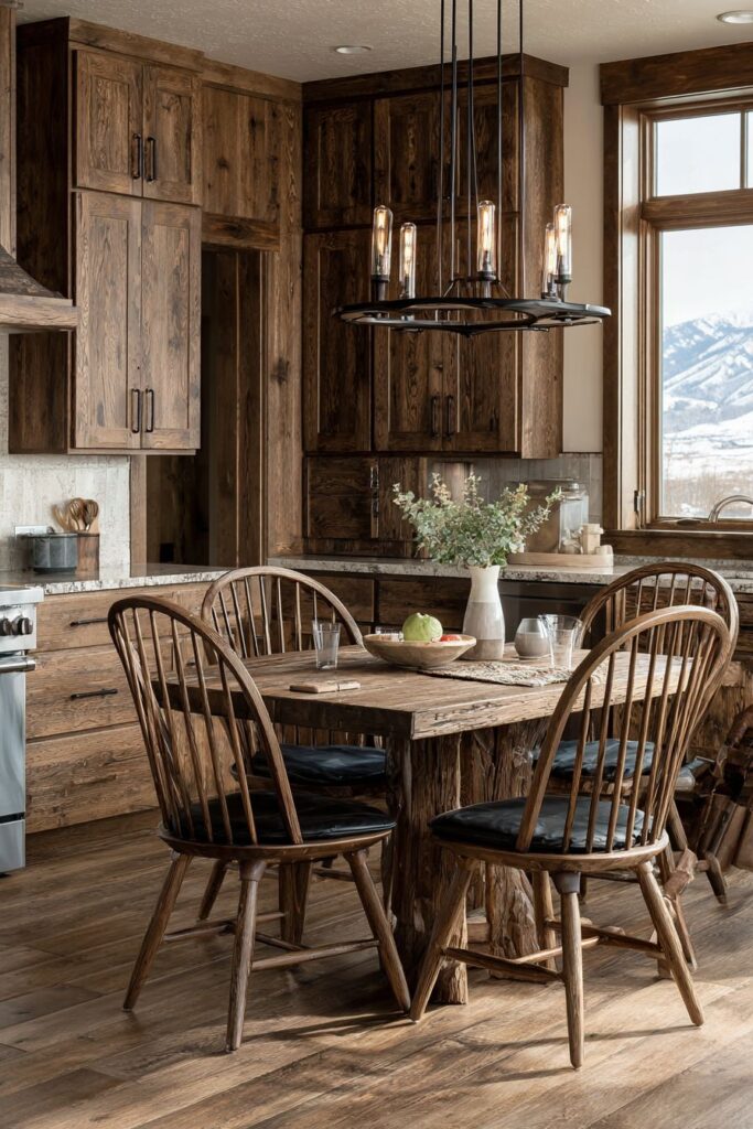 Farmhouse Dining Integration with Reclaimed Wood