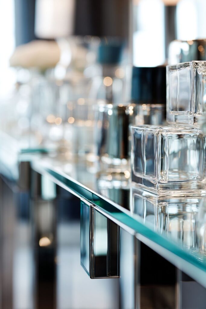 Contemporary Glass-Top Buffet with Chrome Accents