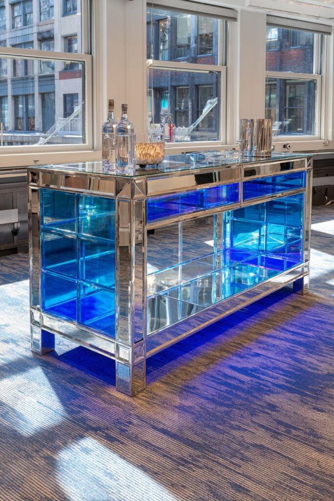 Contemporary Glass-Top Buffet with Chrome Accents