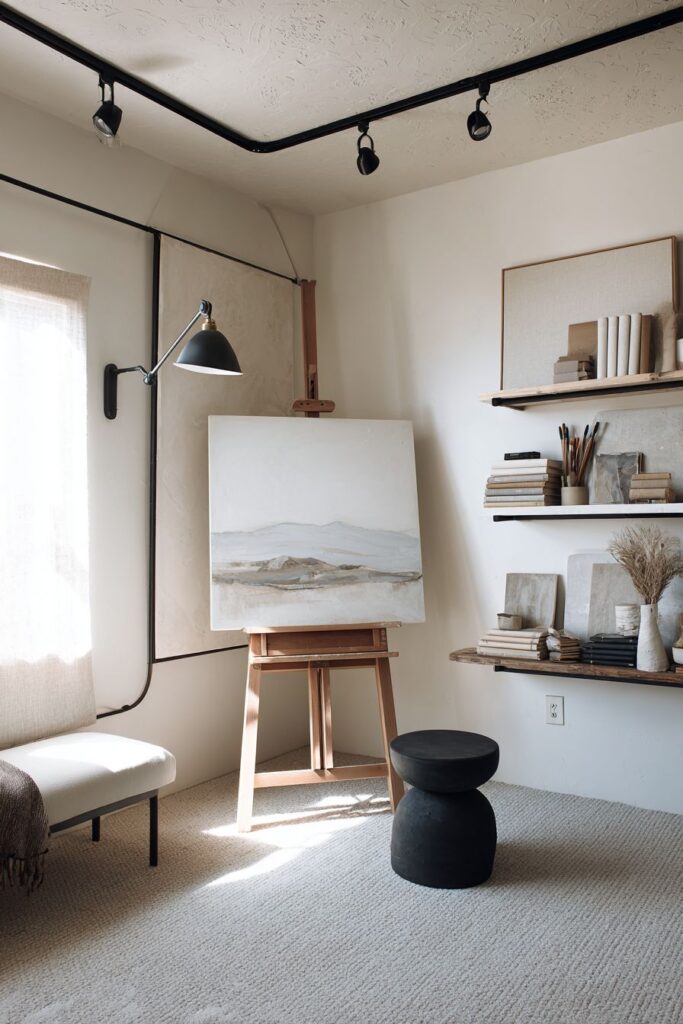 Art Display Corner with Gallery Lighting