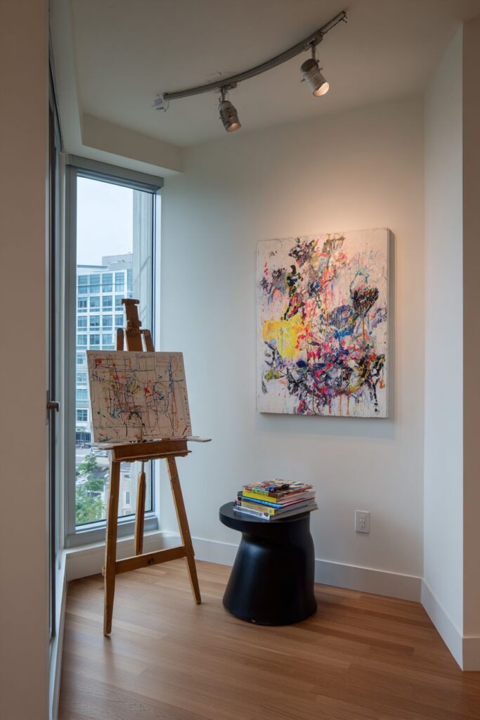 Art Display Corner with Gallery Lighting